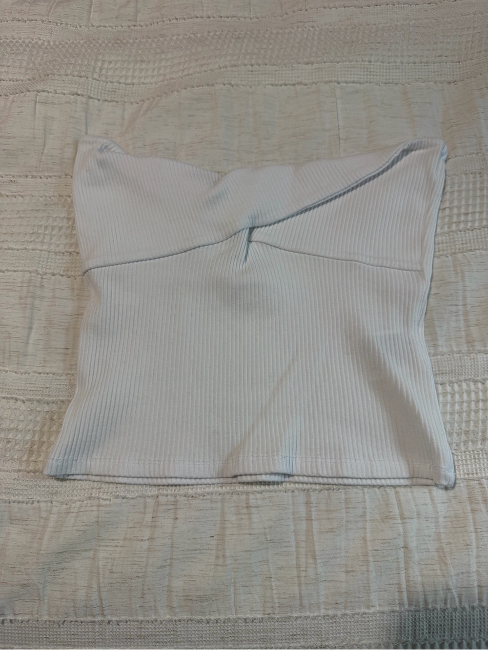 Strapless Ribbed Tube Top in white